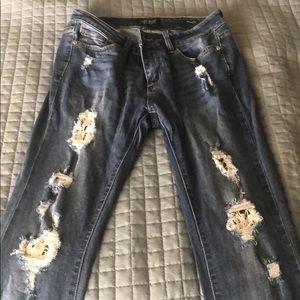 Judy blue distressed lace skinny jeans.